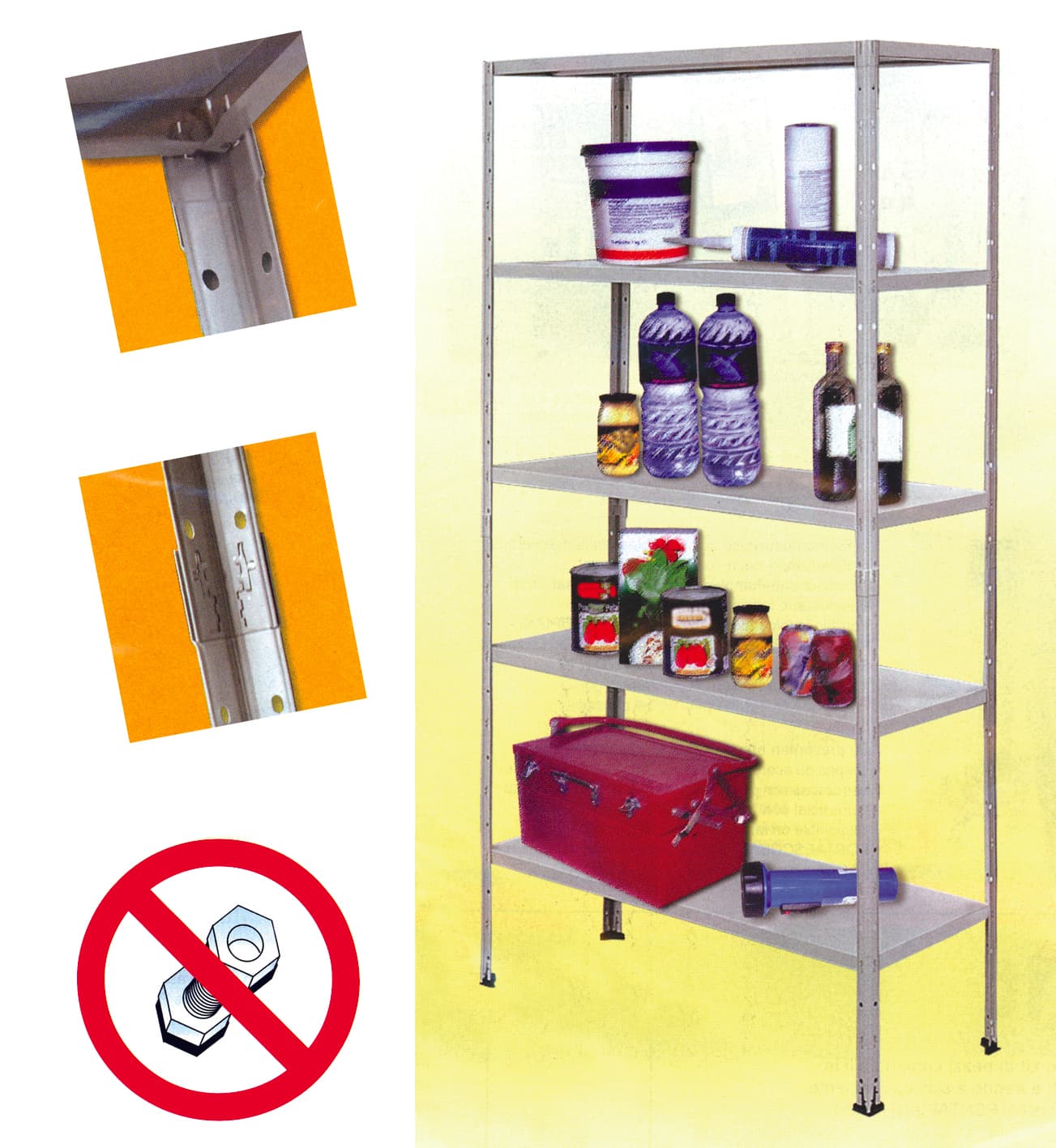 Kit Scaffali ad Incastro Aste Spezzate Cm 100 x 40X185 H Prometal - 2