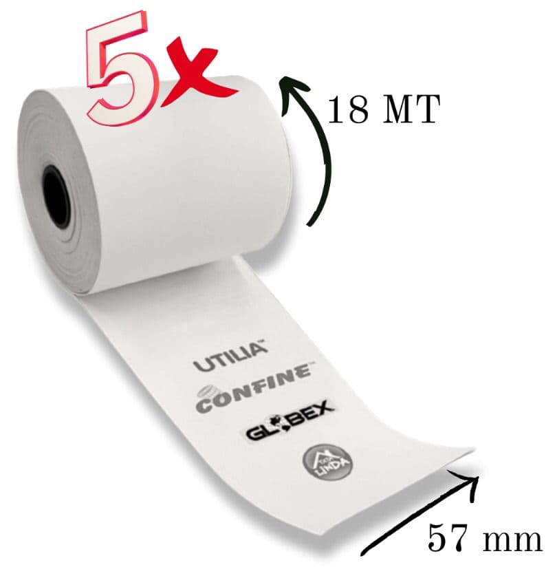 Rotoli Carta Termica H.57 mm 18 M Fratelli Vitale 5 Pezzi - 2