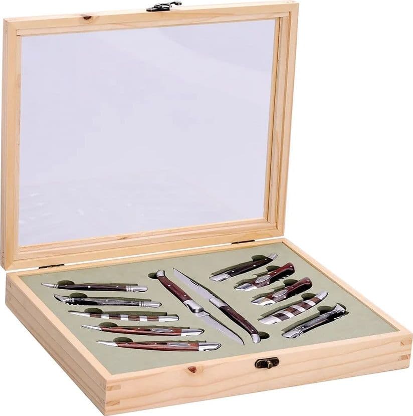 Set Colore Tellini Pieghevoli da Tasca con Manico in Legno 12 Pezzi - 2