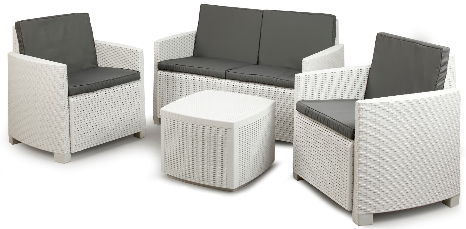 Set da Giardino Etna Colore Bianco con 8 Cuscini - 2