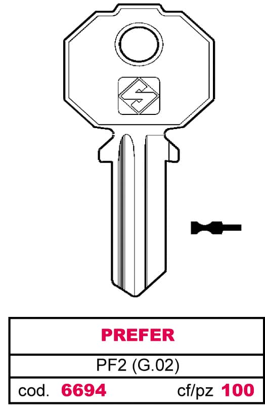 Chiave Asc PF2 (g.vac 0) Prefer 20 Pezzi Silca - 2