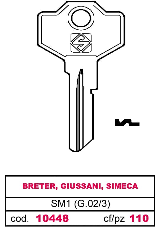 Chiave Asc SM1 (g.vac 3) Breter Giussani Simeca 100 Pezzi Silca - 2