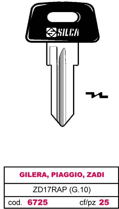 Chiave per Auto Asc ZD17RAP (g.vak 0) Gilera Piaggio Zadi 5 Pezzi Silca - 2