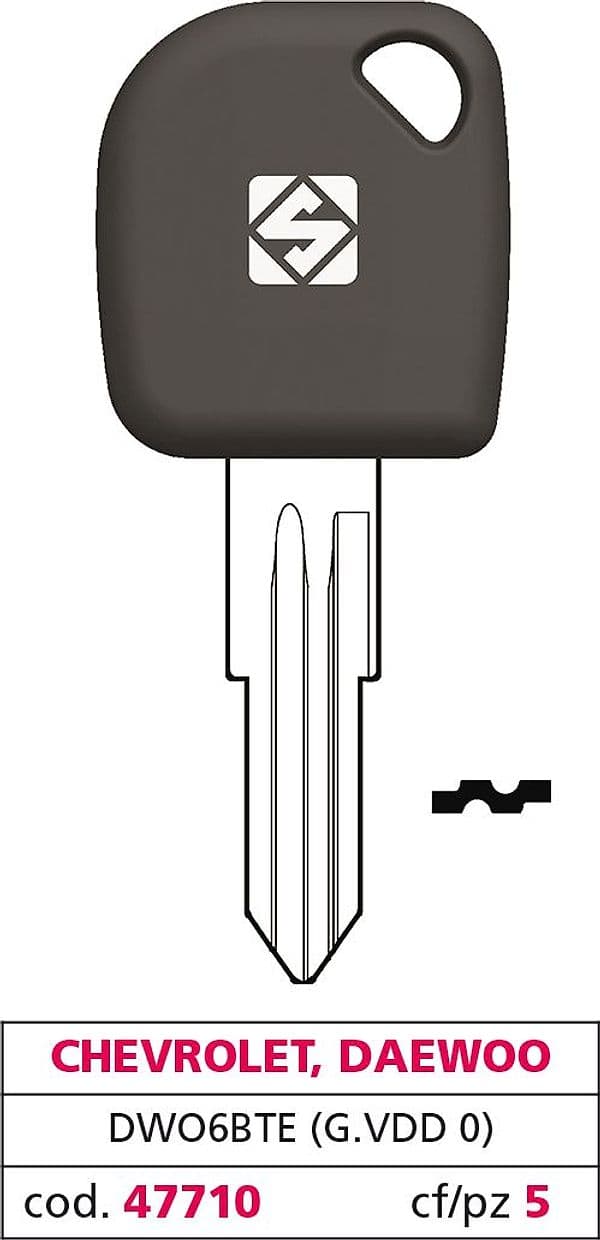 Chiave per Auto DWO6BTE (g. Vdd 0) Chevrolet Daewoo 5 Pezzi Silca