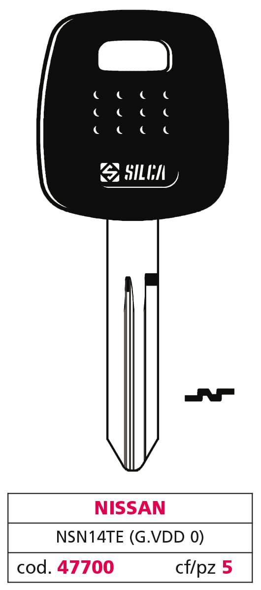 Chiave per Auto NSN14TE (g. Vdd 0) Nissan 5 Pezzi Silca - 2