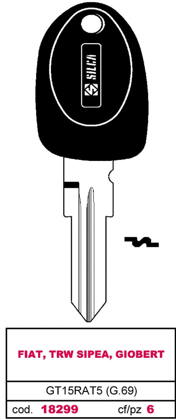 Chiave per Auto Transponder GT15RAT5 (g.vcm 0) Fiat Trw Sipea Giobert 6 - 2