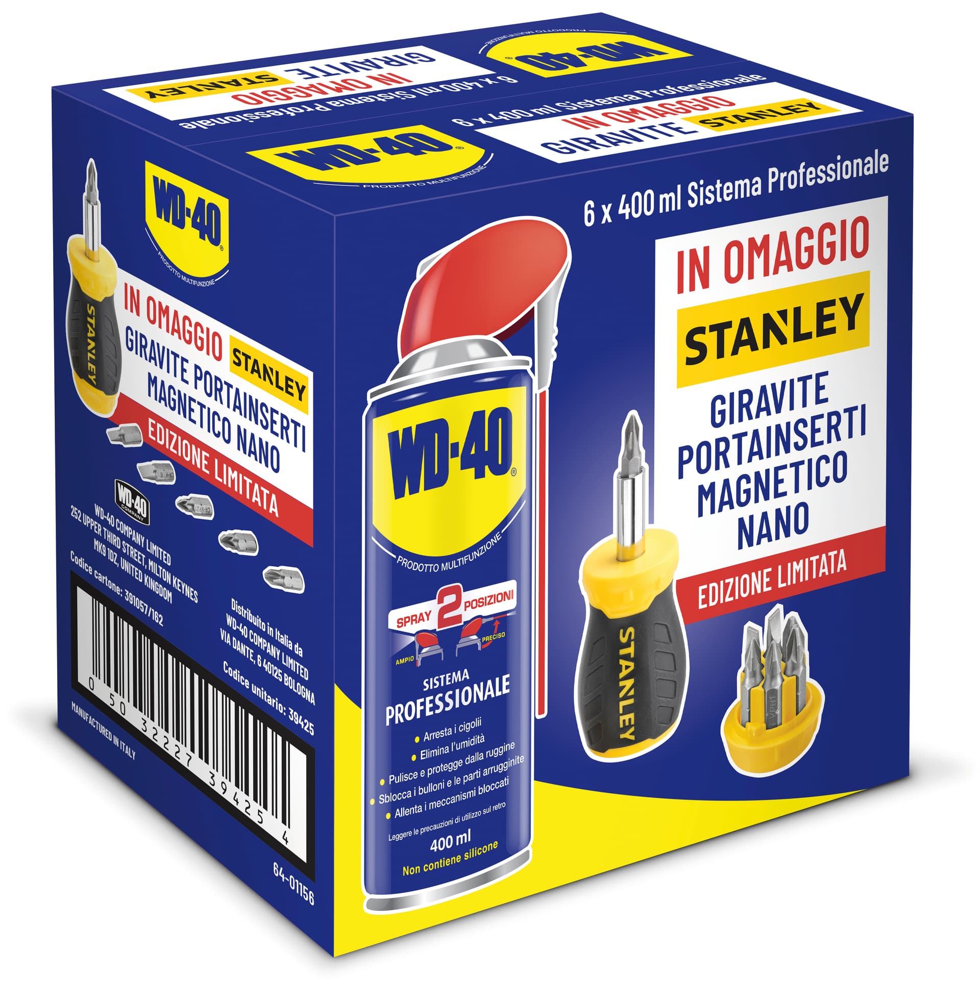 Spray Lubrificante WD 40 Ml. 400 Smart Straw PZ.6 + Cacciavite Stanley - 2