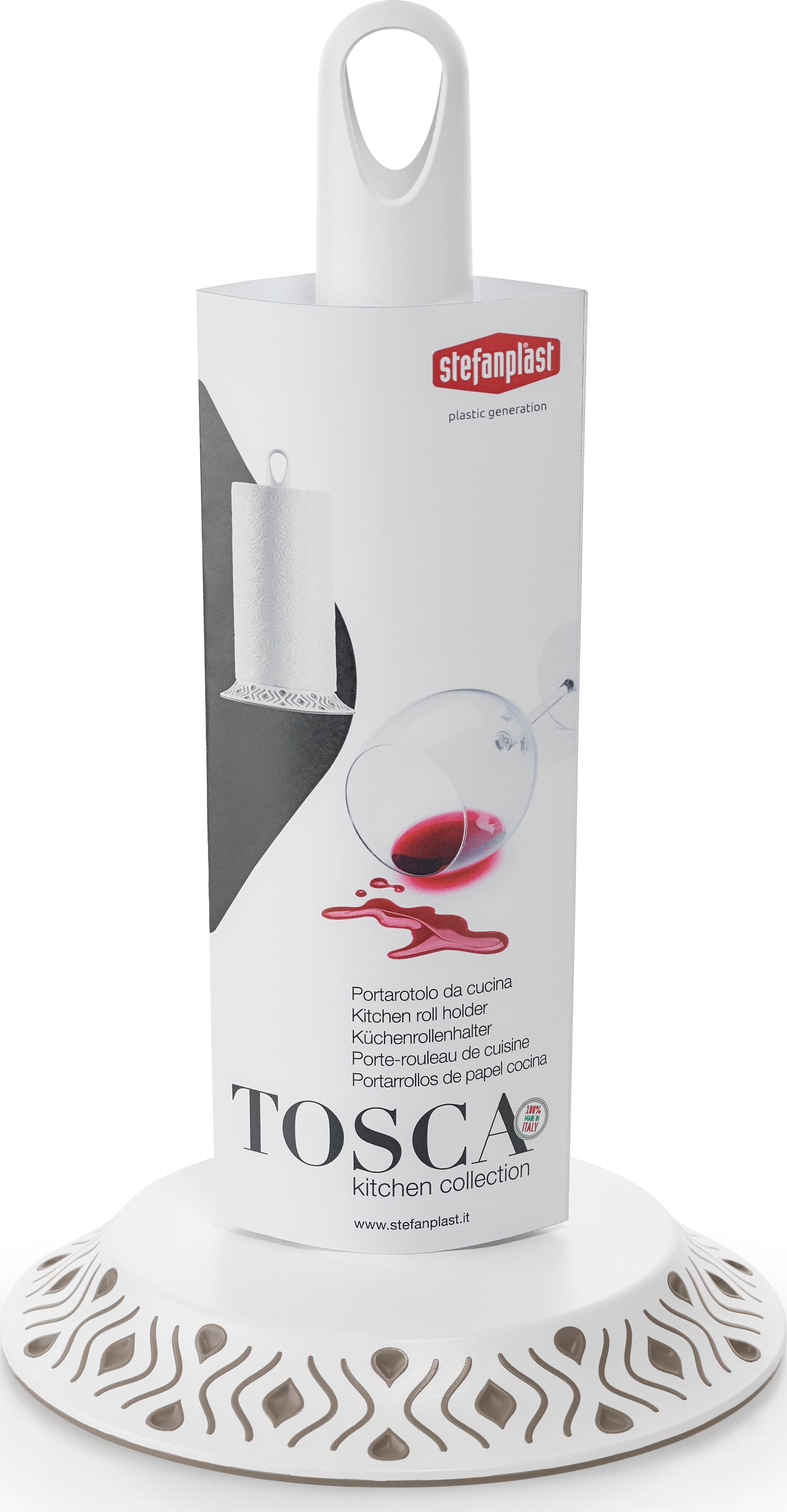 Portarotolo da Cucina Tosca Bianco Tortora Chiaro Stefanplast - 2