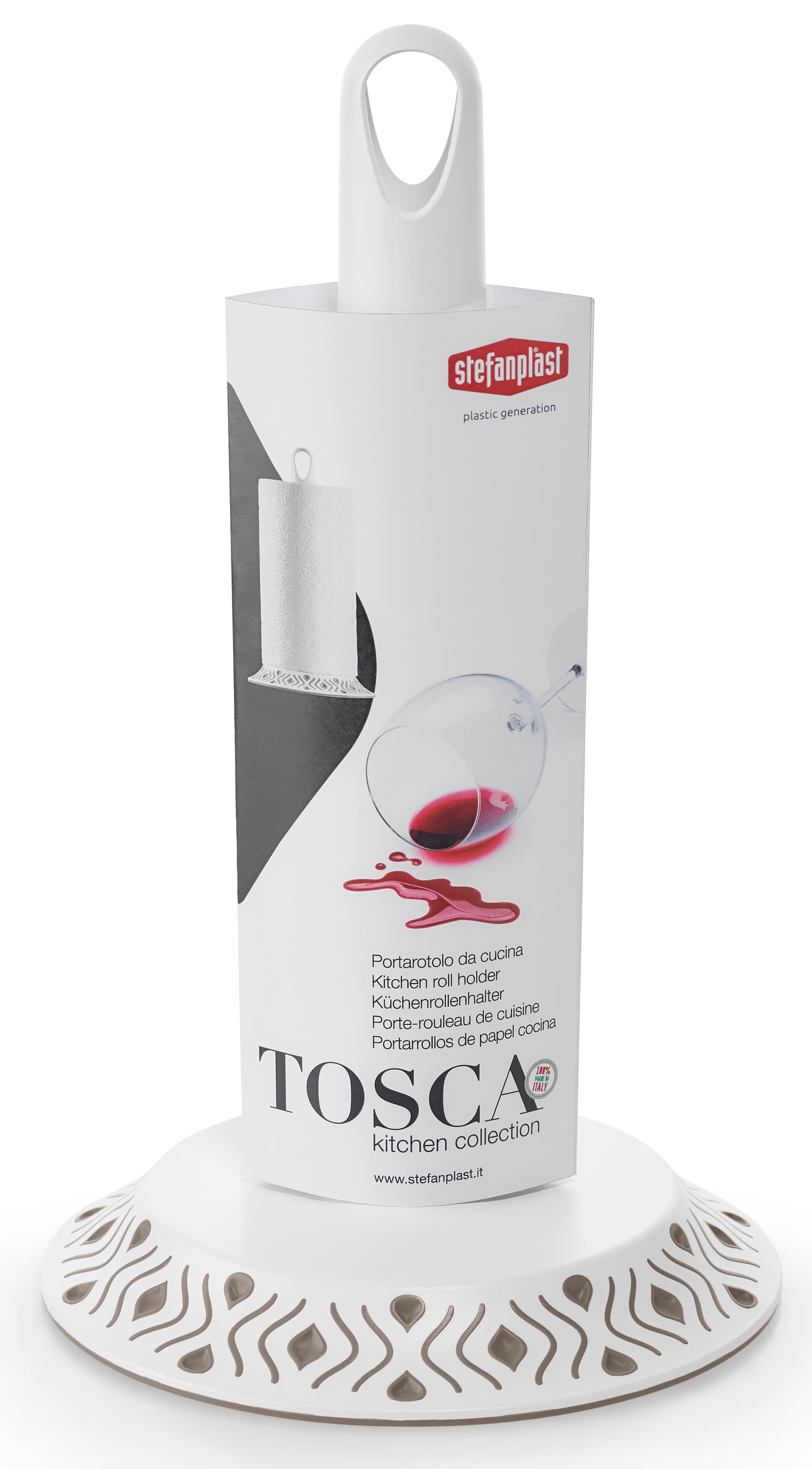 Portarotolo da Cucina Tosca Bianco Tortora Chiaro Stefanplast - 2