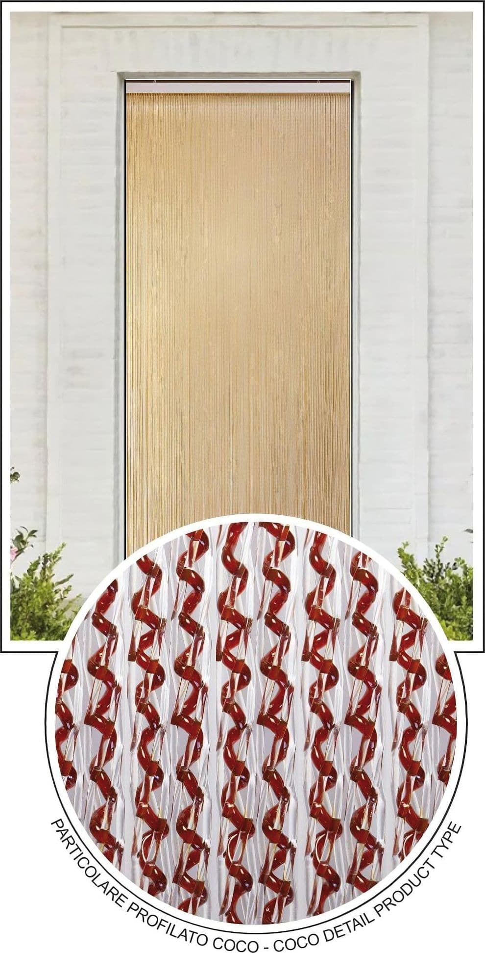 Tenda in PVC Coco Cm 125 x 230 Colore Cristallo Marrone - 2