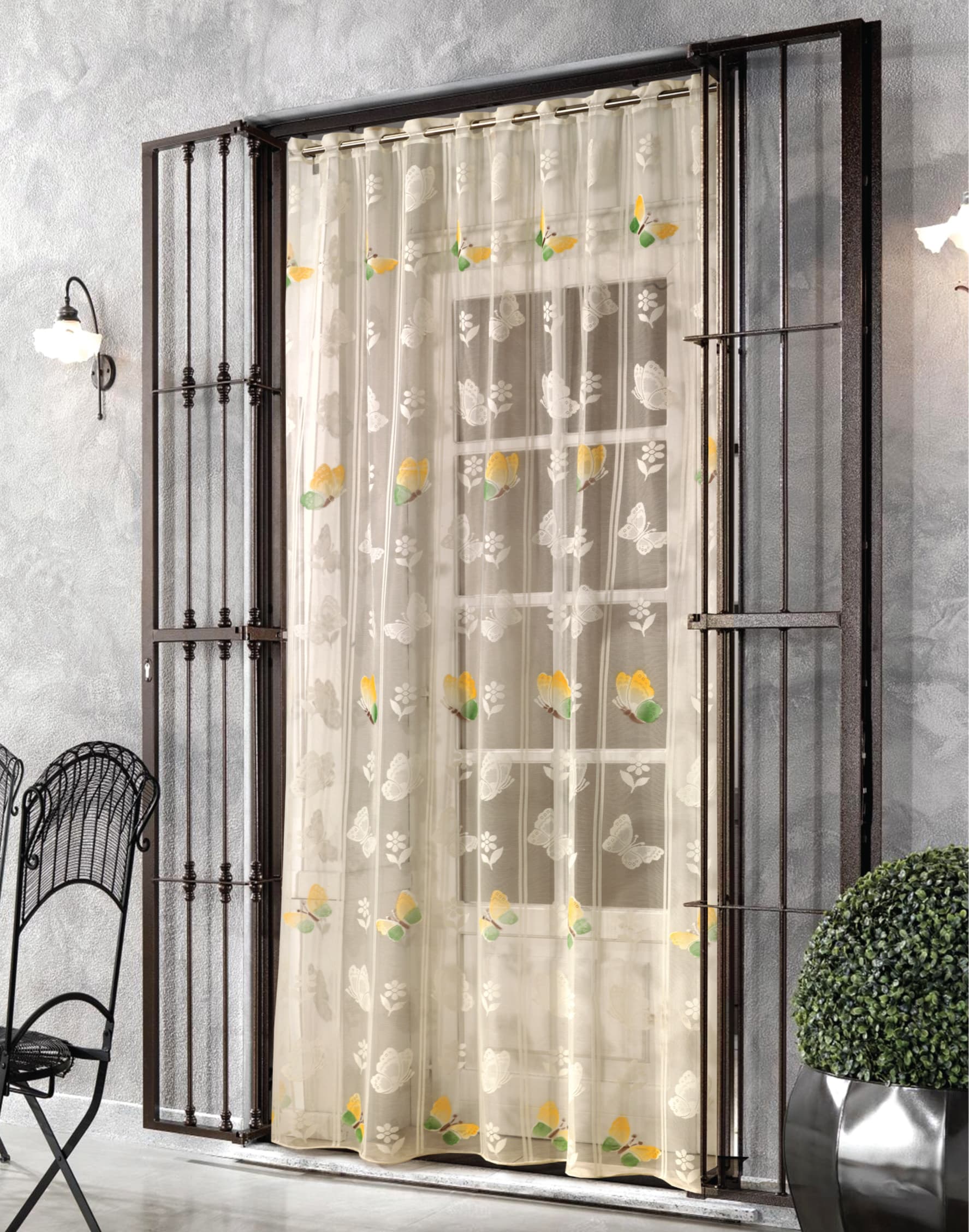 Tenda Zanzariera Farfalle con Asole e Piombo Cm 145 150 x 250 Colore Panna - 2