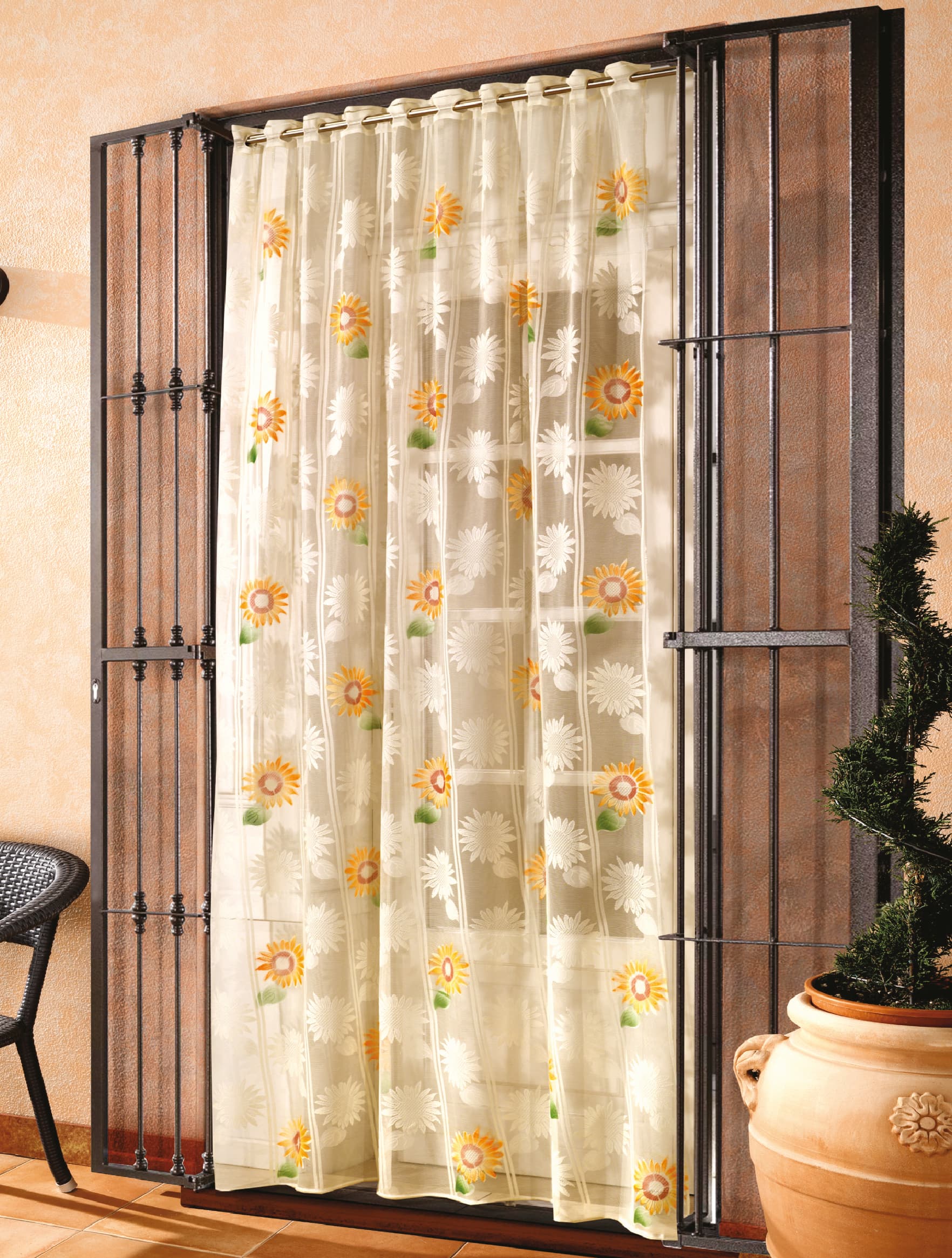 Tenda Zanzariera Girasole con Asole e Piombo Cm 145 150 x 250 Colore Panna - 2