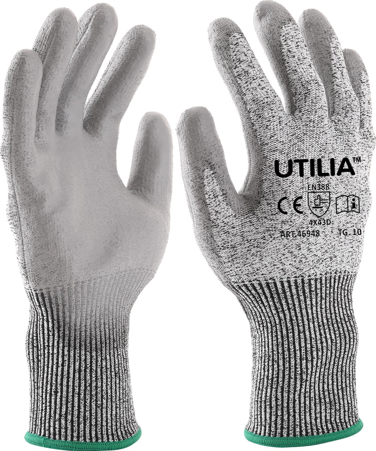 Guanti Antitaglio in Nylon Poliuretano Colore Grigio Tg. 9 12 Paia - 2