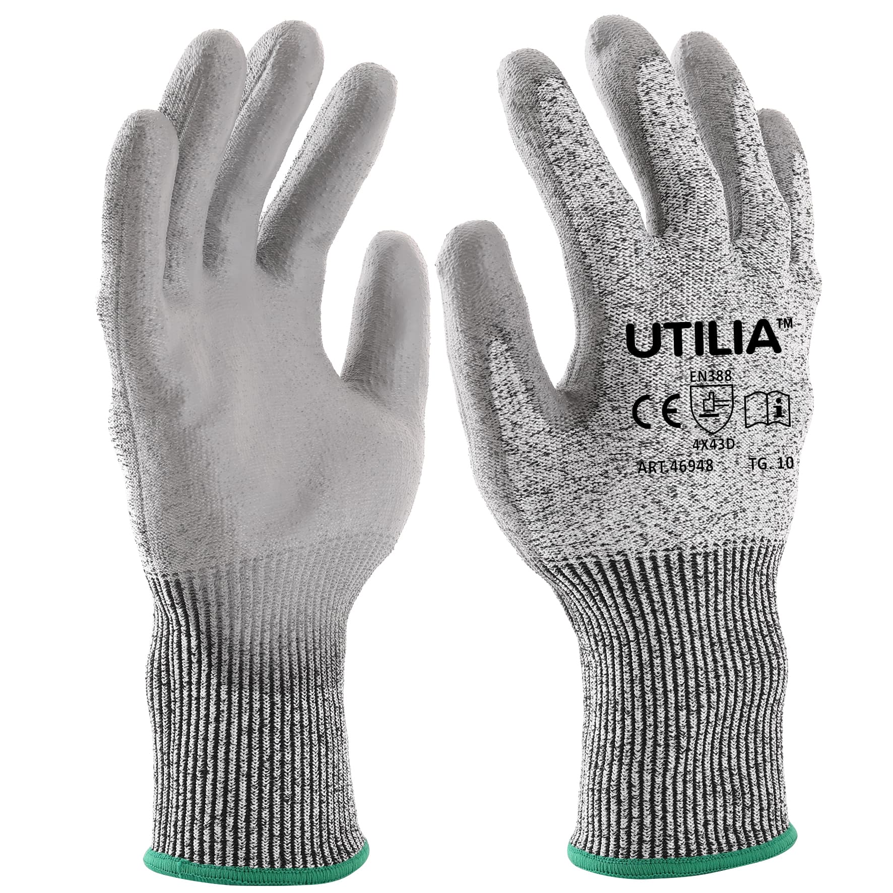 Guanti Antitaglio in Nylon Poliuretano Colore Grigio Tg. 9 12.00 Paia - 2
