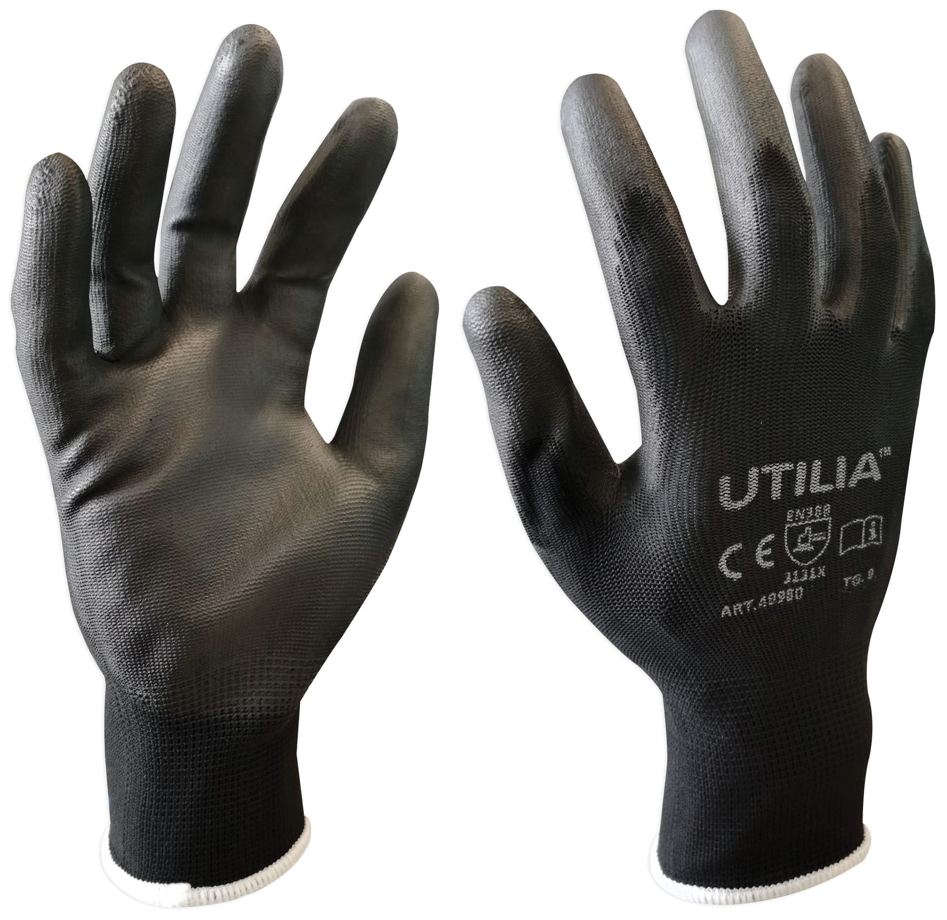 Guanti in Poliuretano Colore Nero Tg. 9 12.00 Paia Utilia
