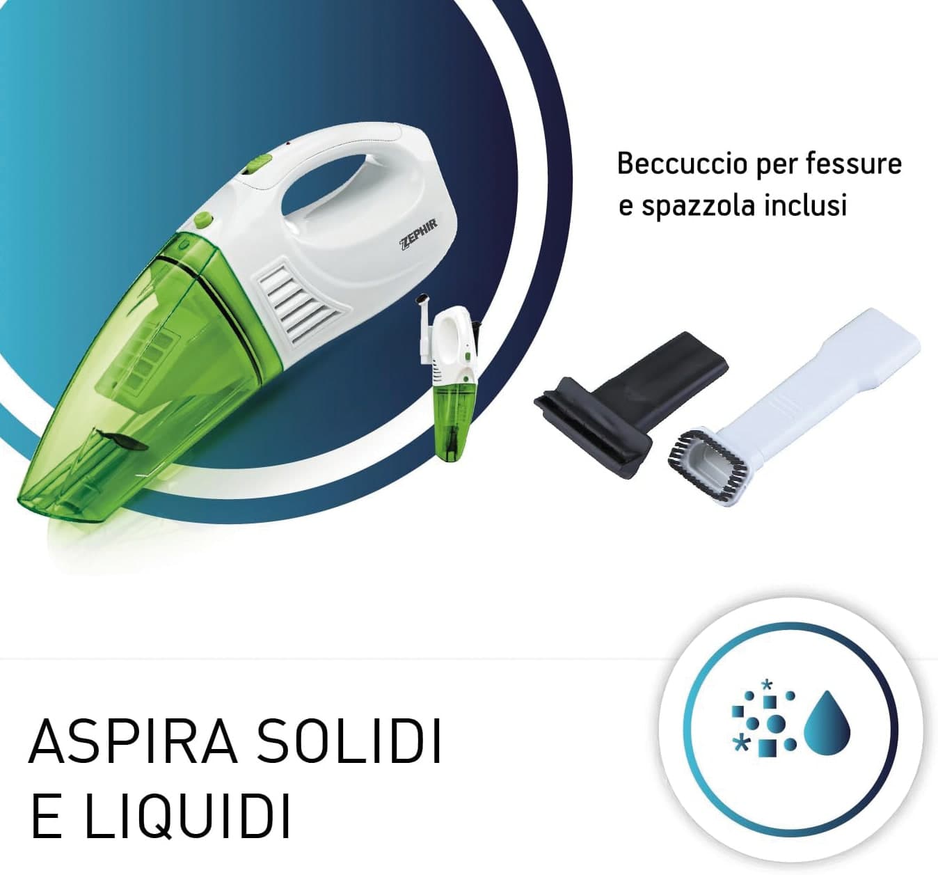 Aspiratutto Ricaricabile ''ZHV100'' 25 W Zephir - 2