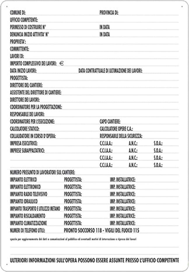 Cartello Concessione Edilizia 10 Pezzi 60 X 80 cm - 2
