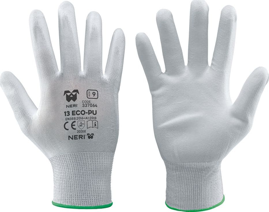 Guanti Tg. 9 Neri Eco Pu Bianco 12 Coppia - 2