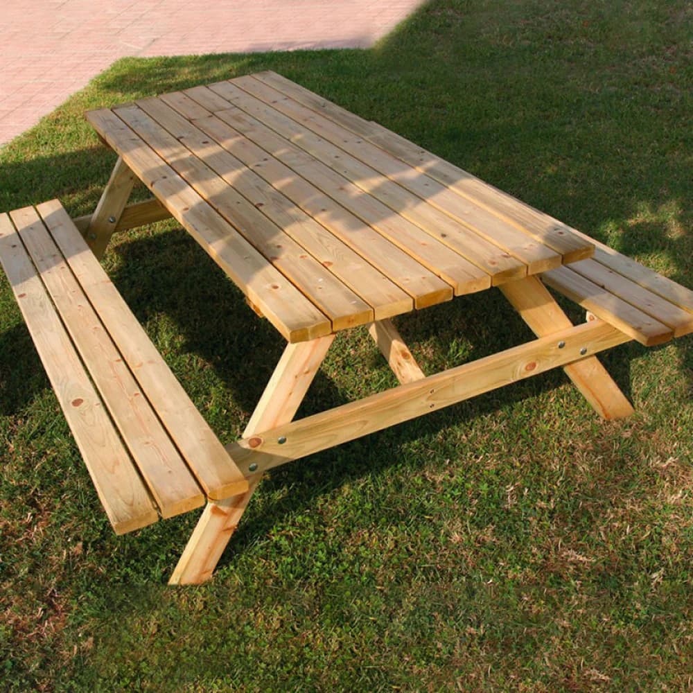Tavolo da Picnic in Legno con 2 Panche ? ? Pino Impregnato 180 x 70 x 71 cm - 2
