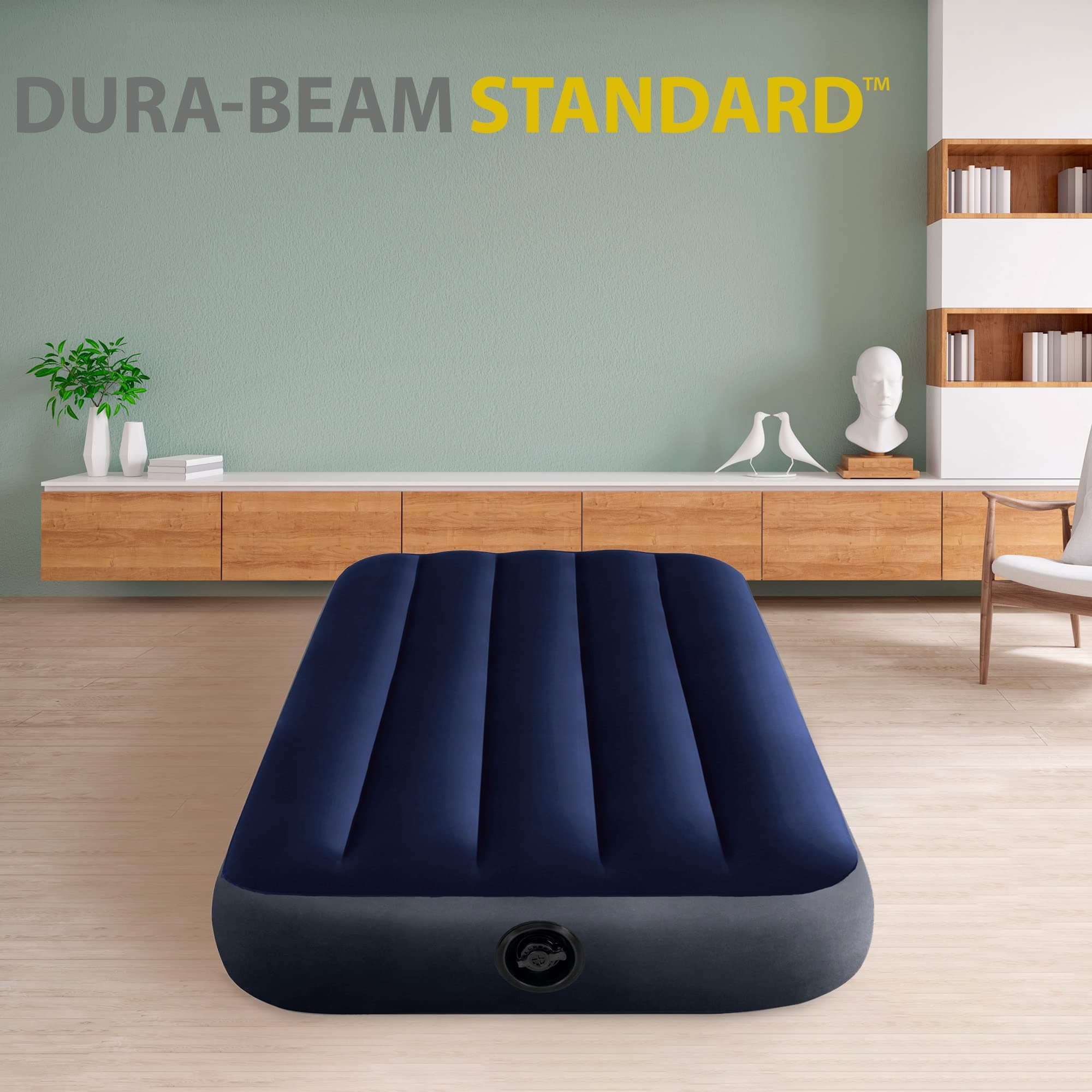 Materasso Singolo Gonfiabile Airbed Classic 76x191x25 cm con Tecnologia Fiber-Tech e Valvola 2-in-1 per Casa e Campeggio Intex - 2