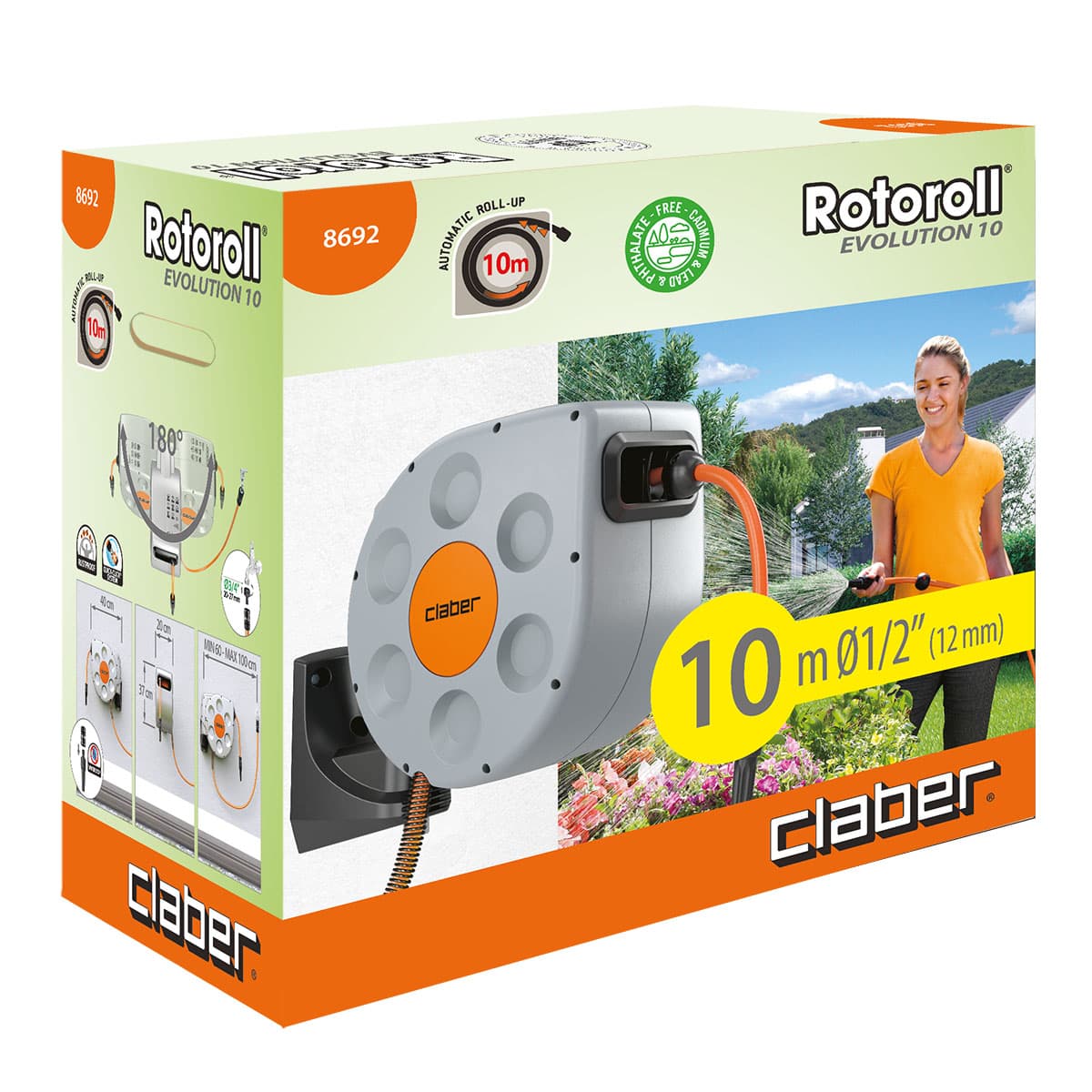 AVVOLGITUBO A MURO 'ROTOROLL EVOLUTION' Art. 8692 - con tubo mt. 10  - CLABER - 2
