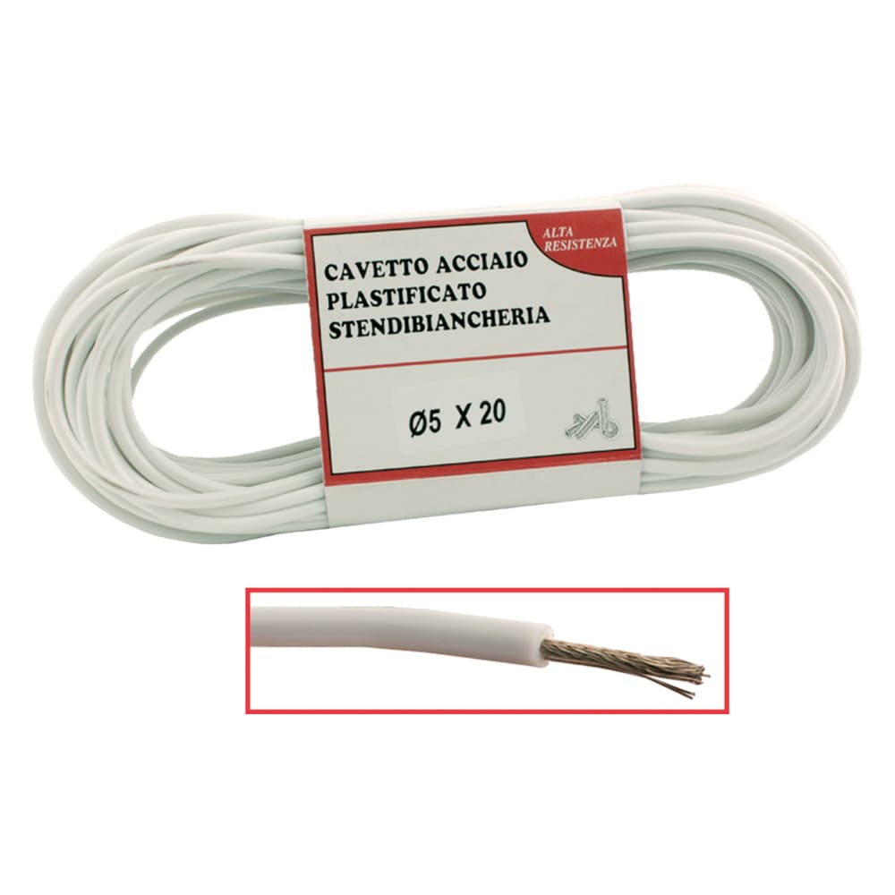 Cavetto Stendibiancheria x Bianco l Ø 5 20 mt - 2