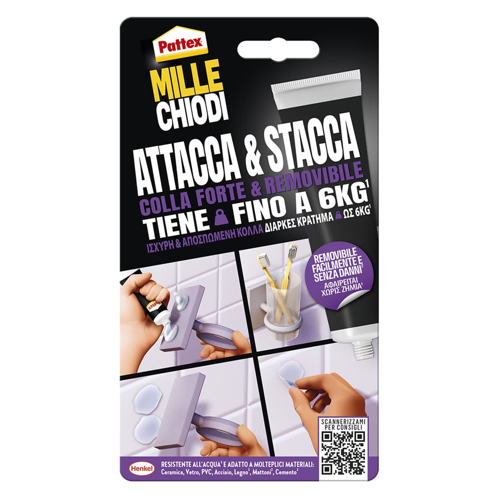 Adesivo Millechiodi Pattex Attacca & Stacca Trasparente 12 Pezzi 44 gr - 2