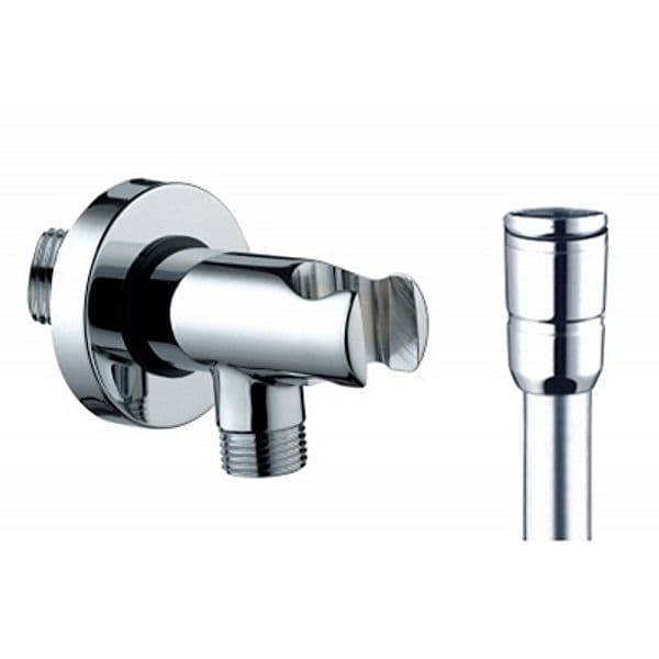 Supporto Doccia con Arresto Acqua + Flessibile Ottone Bossi Cromo - 3