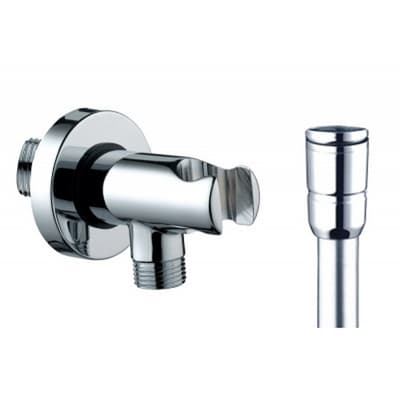 Supporto Doccia con Arresto Acqua + Flessibile Ottone Bossi Cromo - 3
