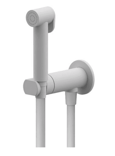 Set Rubinetto Miscelatore con Doccetta Doccia Shut Off Tondo Bianco Opaco - 3
