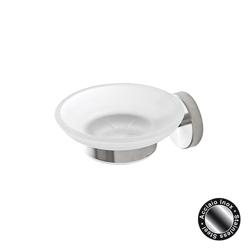 Porta Sapone da Parete in Acciaio INOX Satinato e Vetro Satinato Linea City - 3