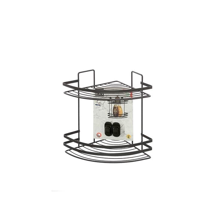 Mensola Doccia Angolare 2 Ripiani in Acciaio Nero Opaco Linea Cover Black - 2