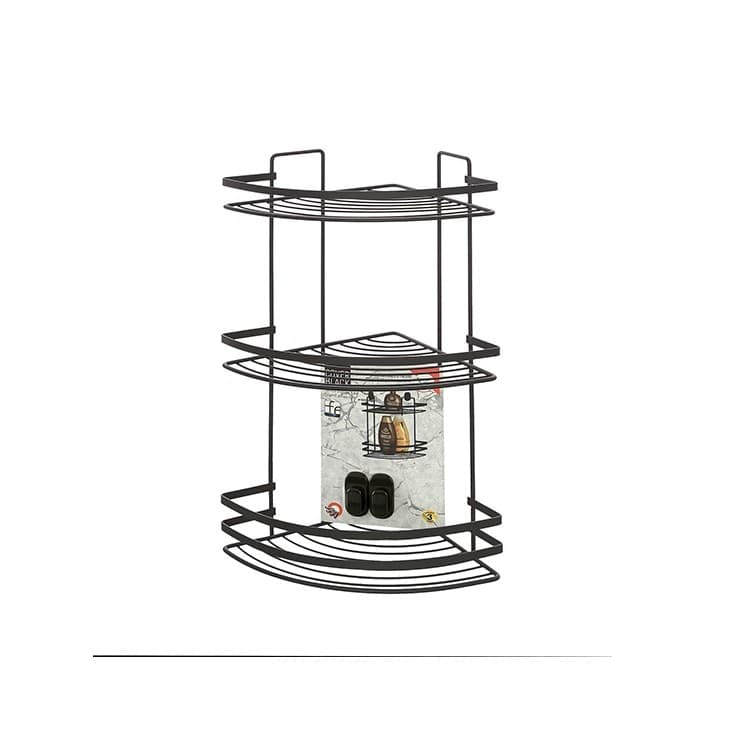 Mensola Doccia Angolare 3 Ripiani in Acciaio Nero Opaco Linea Cover Black - 2