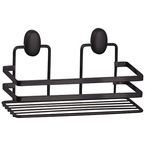 Mensola Doccia Rettangolare 1 Ripiano in Acciaio Nero Opaco Linea Cover - 3
