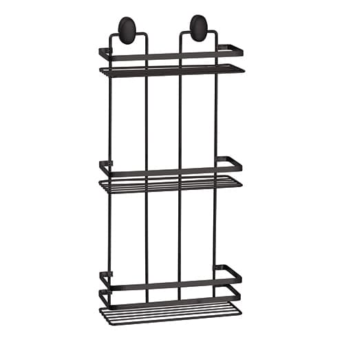 Mensola Doccia Rettangolare 3 Ripiani in Acciaio Nero Opaco Linea Cover - 3