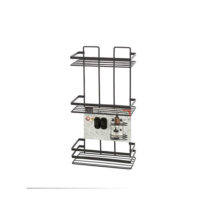 Mensola Doccia Rettangolare 3 Ripiani in Acciaio Nero Opaco Linea Cover - 2