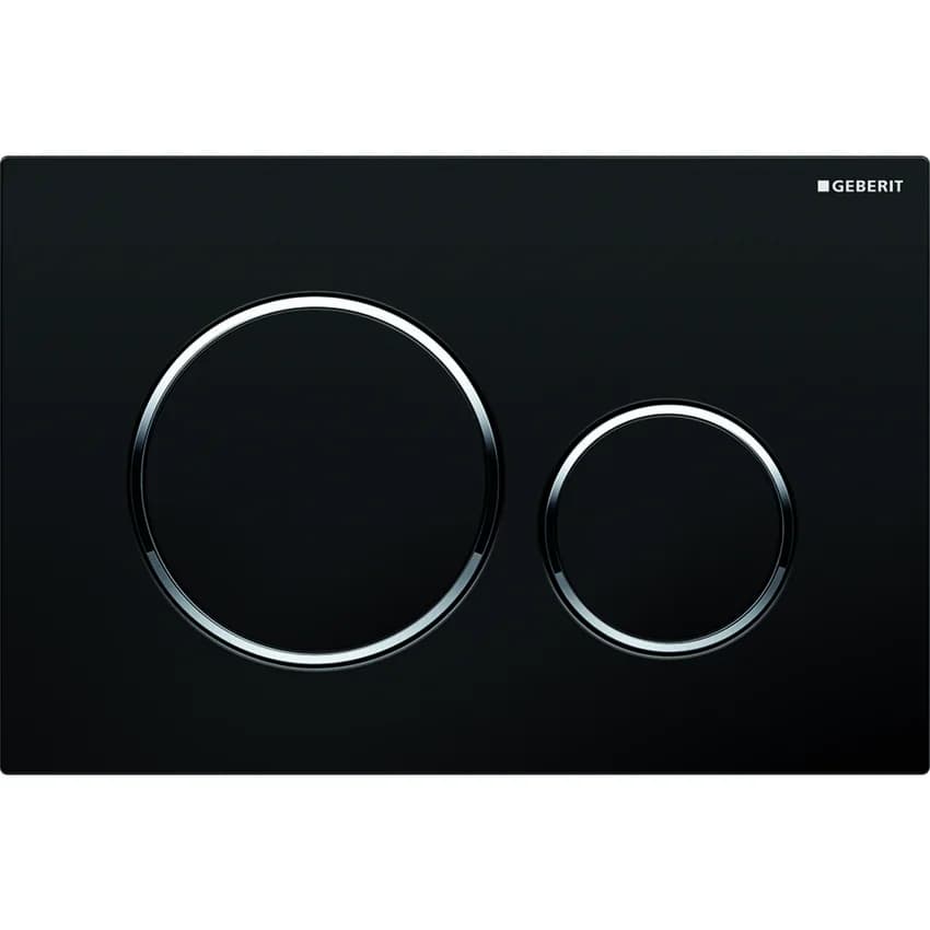 Placca di Copertura 2 Tasti Sigma 20 Geberit Nera Bordi Tasti Cromati - 4