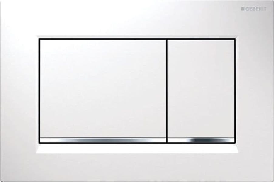 Placca di Copertura 2 Tasti Sigma 30 Geberit Bianco Bordo Inf Cromo Lucido - 3