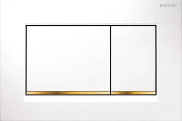 PLACCA DI COPERTURA 2 TASTI SIGMA 30 GEBERIT Bianco bordo inf. Oro