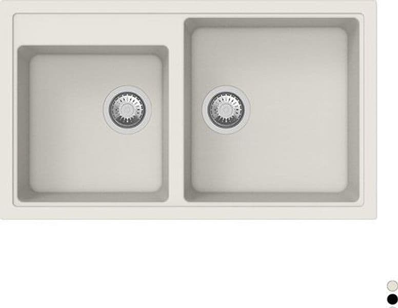 Lavello Sintetico da Incasso 2 Vasche 86 cm Apell Bianco - 3