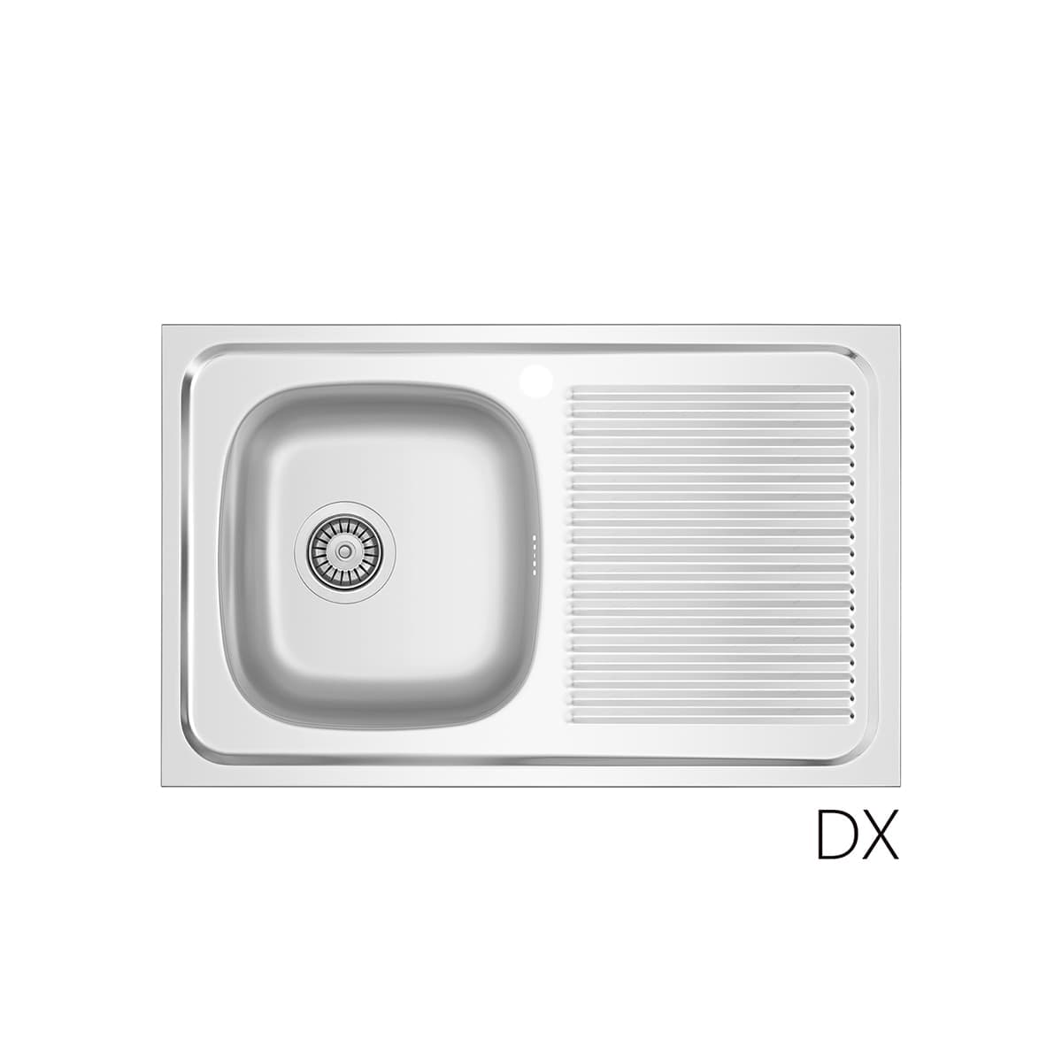 Lavello Appoggio in Acciaio INOX Mod LA02 80 cm x Dh Cm 80 Gocciolatoio Dx - 2
