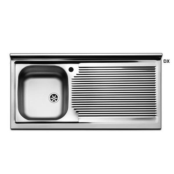 Lavello Appoggio Acciaio INOX 1 Vasca 100 cm Apell 100 cm Gocciolatoio Sx - 3
