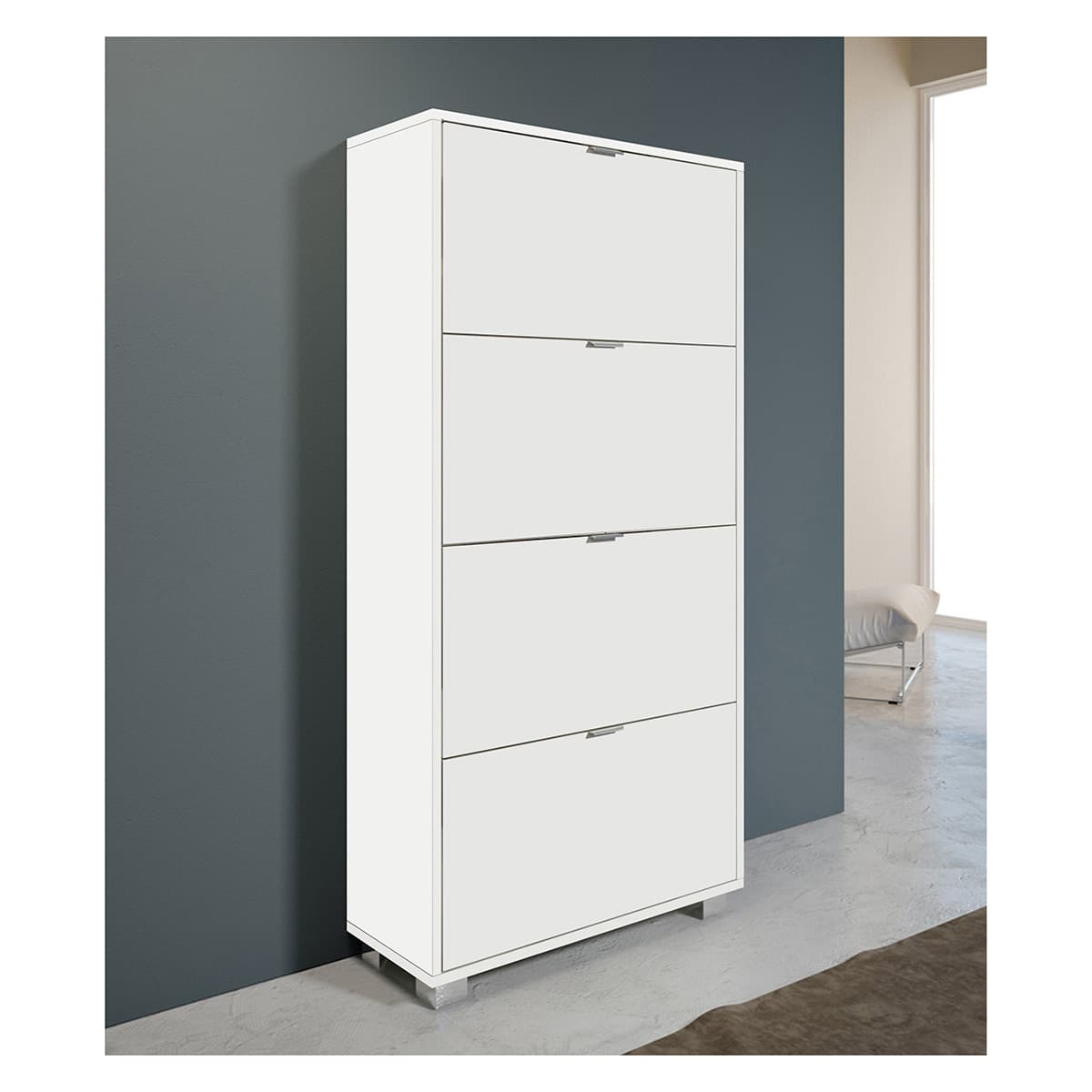 Scarpiera con 4 Ribalte in Nobilitato Dh Cm L76XH155XP30 Olmo Bianco - 2