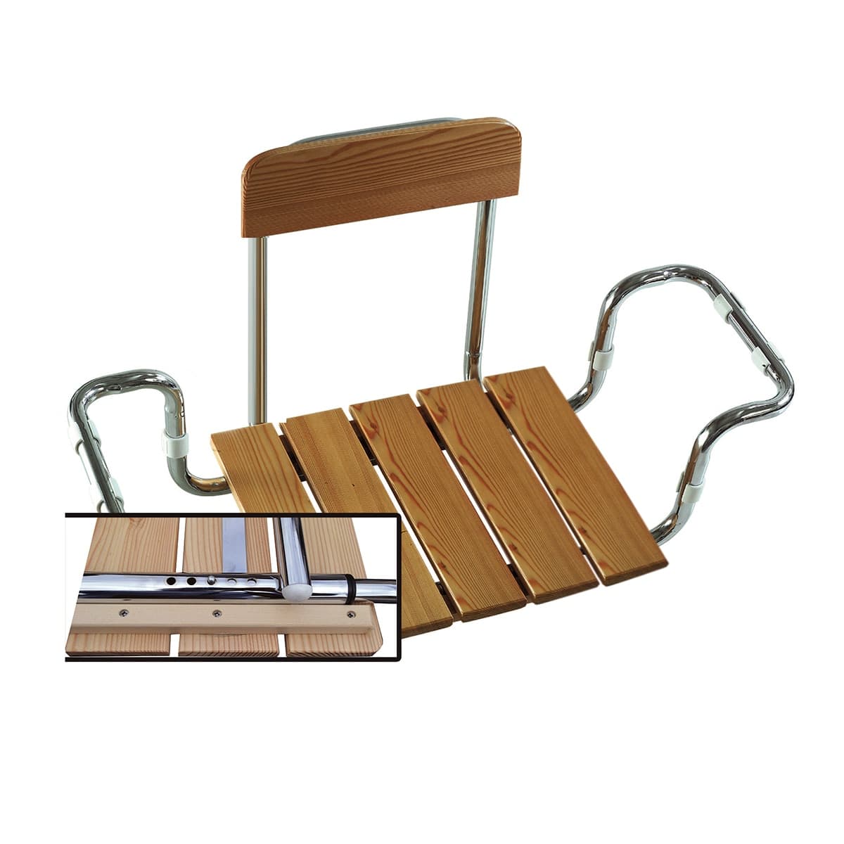 Sedile per Vasca Larice con Schienale Telaio Cromo Dh - 2