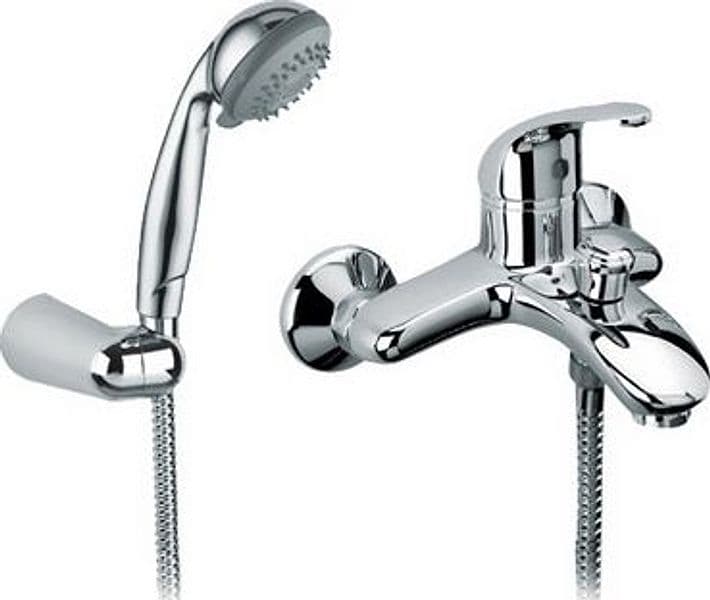 Monocomando Vasca Esterno con Doccetta Doccia e Flessibile Euror Cromo - 3