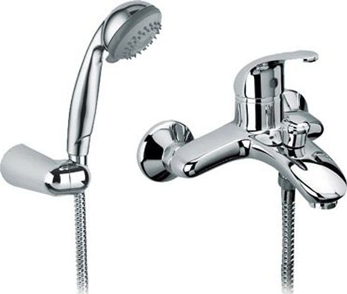 Monocomando Vasca Esterno con Doccetta Doccia e Flessibile Euror Cromo - 2