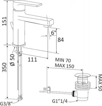 Monocomando Lavabo Medio Linea Artic Maria Bianco Opaco - 2