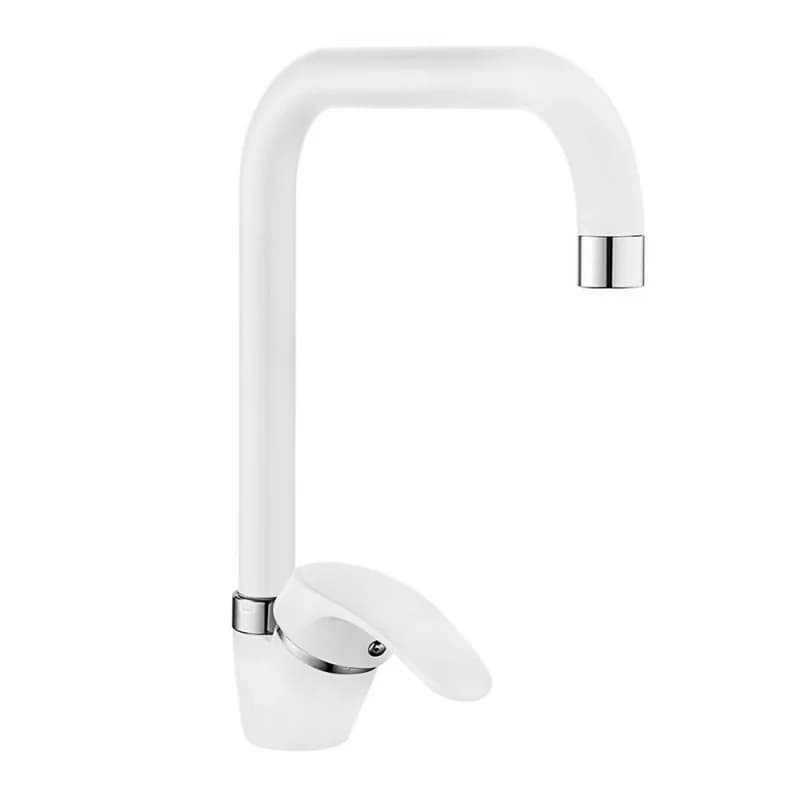 Rubinetto Miscelatore Monoc Lavello Nettuno Due Paffo Bianco Cromo - 2