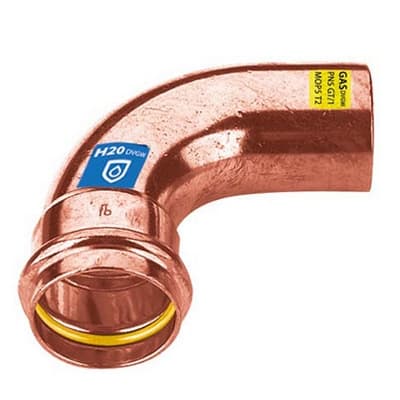 Curva in Rame a Pressare 90 ° MF Acqua Gas Frabo Ø 42 - 2
