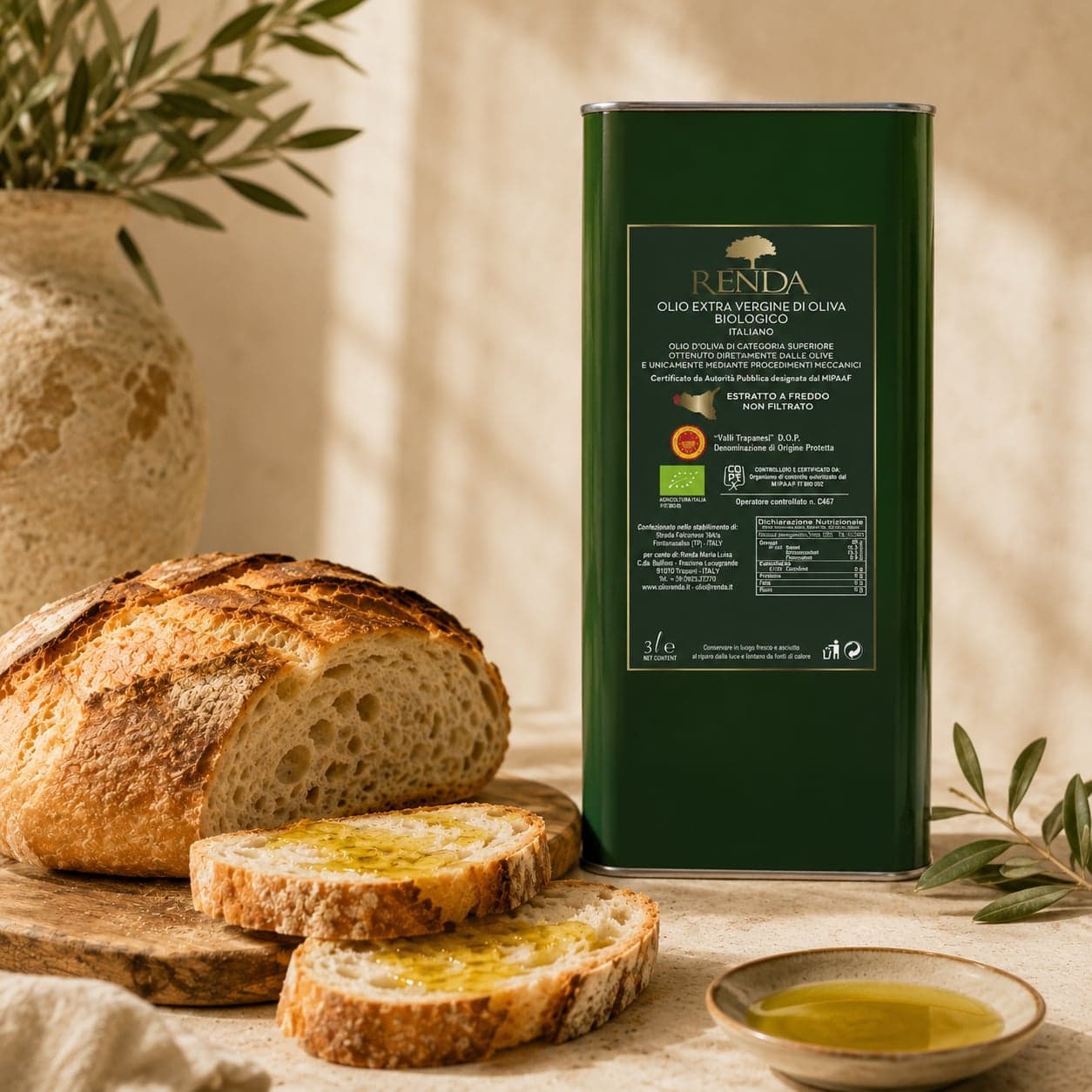 Olio Extravergine di Oliva | 100% Italiano DOP BIOLOGICO | Renda, Sicilia | 3 litri - 2